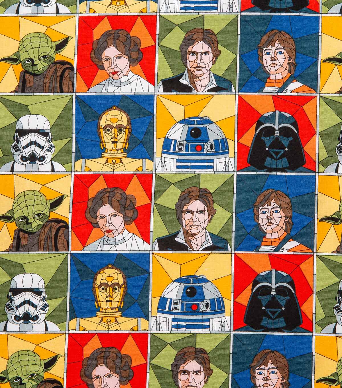 Star Wars Stain Glass Portraits Cotton Fabric