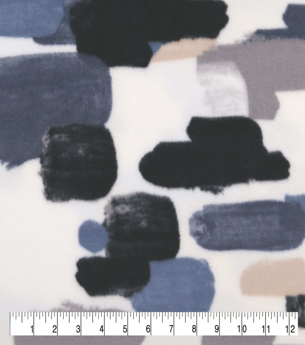Paint Strokes on White Anti Pill Fleece Fabric
