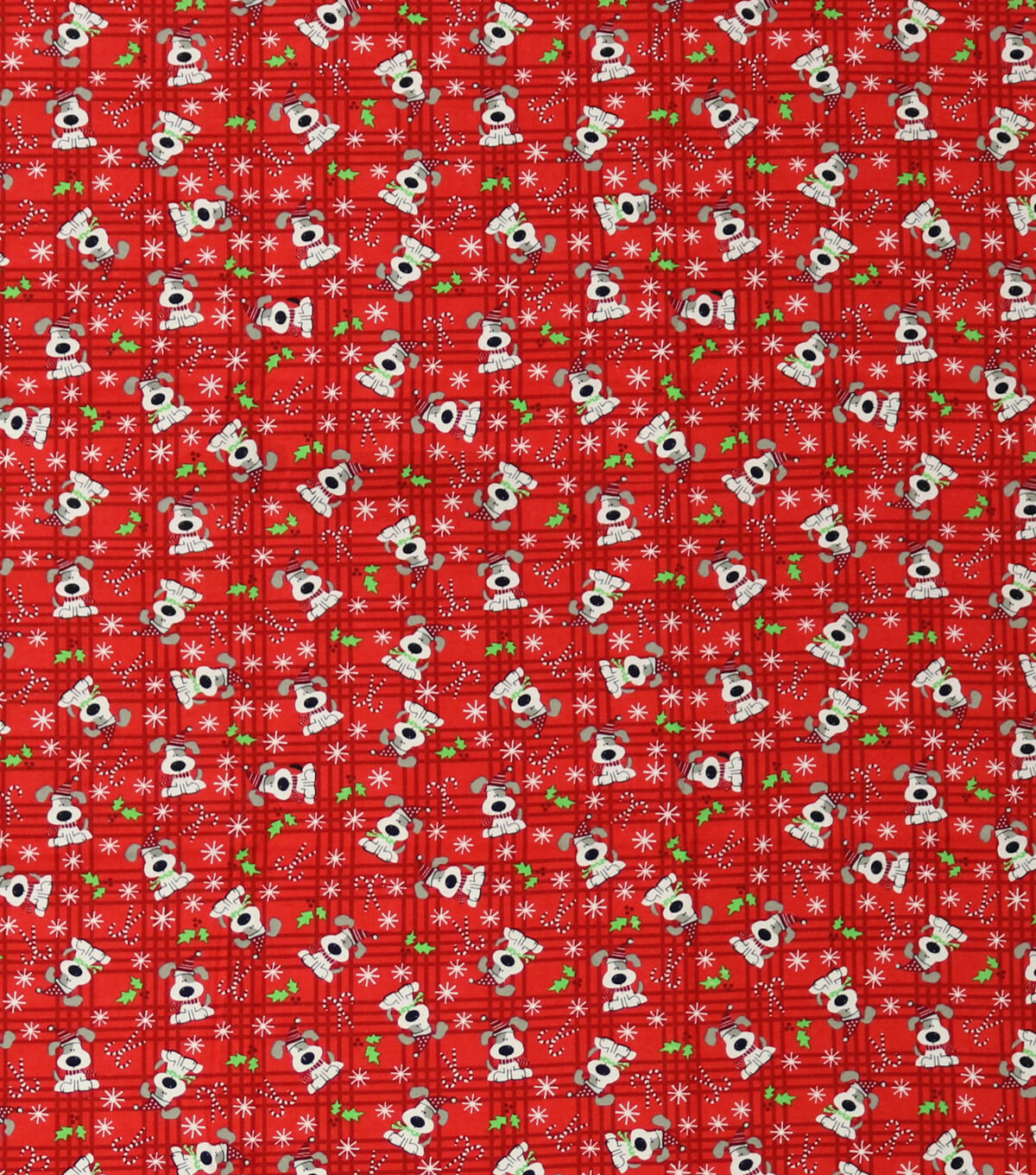 Spotted Pups on Plaid Super Snuggle Christmas Flannel Fabric