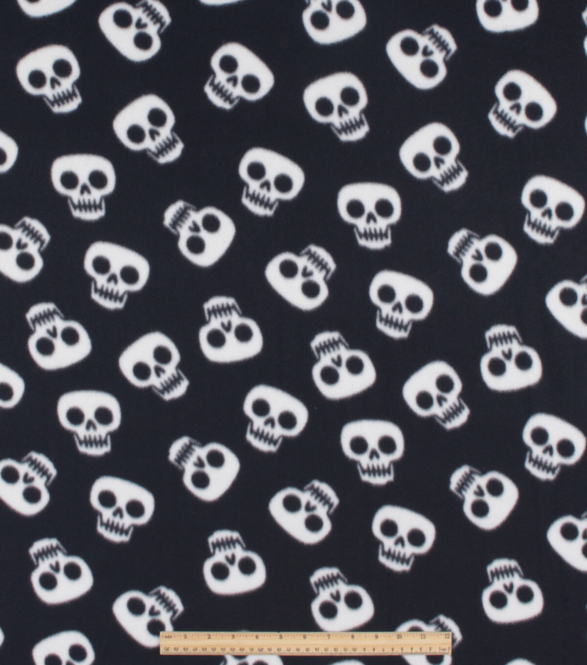 Skulls On Black Blizzard Fleece Fabric