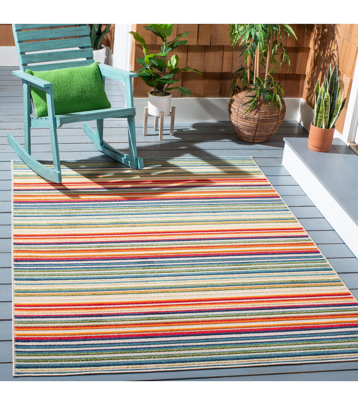 Safavieh Cabana CBN323 3' X 5' Ivory & Green Outdoor Rug