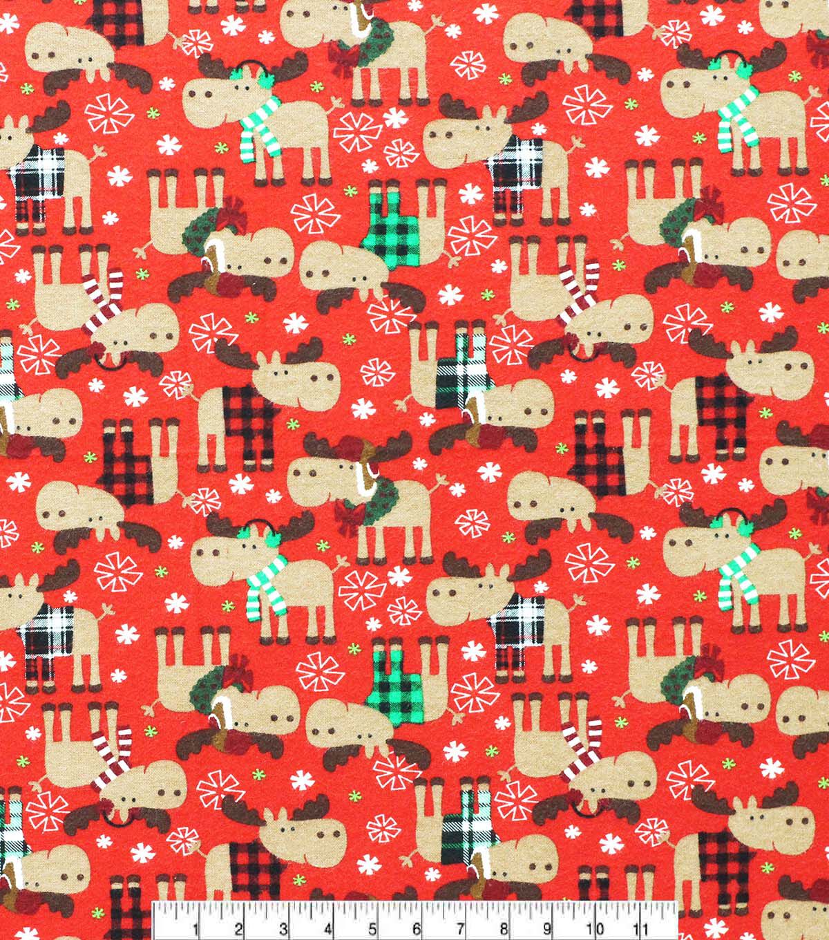 Christmas Moose in Sweaters Super Snuggle Flannel Fabric