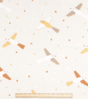 Muted Tossed Birds Blizzard Fleece Fabric