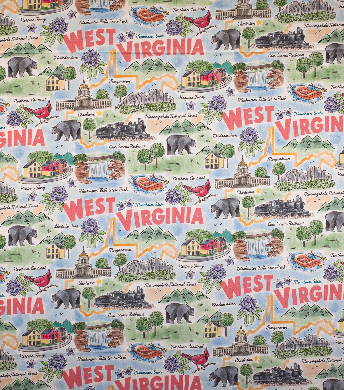 West Virginia Cotton Fabric State Pride