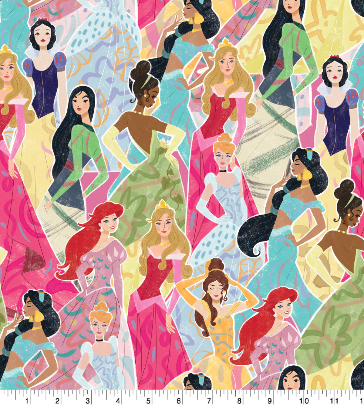 Disney Princess Stylized Dolls Cotton Fabric