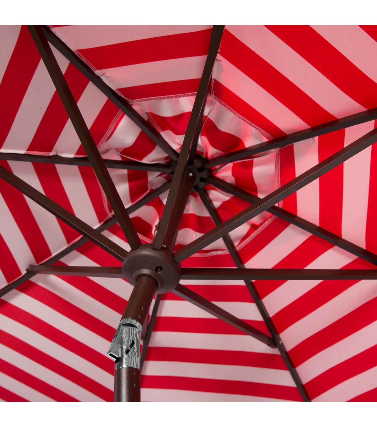Safavieh 9' Red Athens Striped Auto Tilt Patio Umbrella