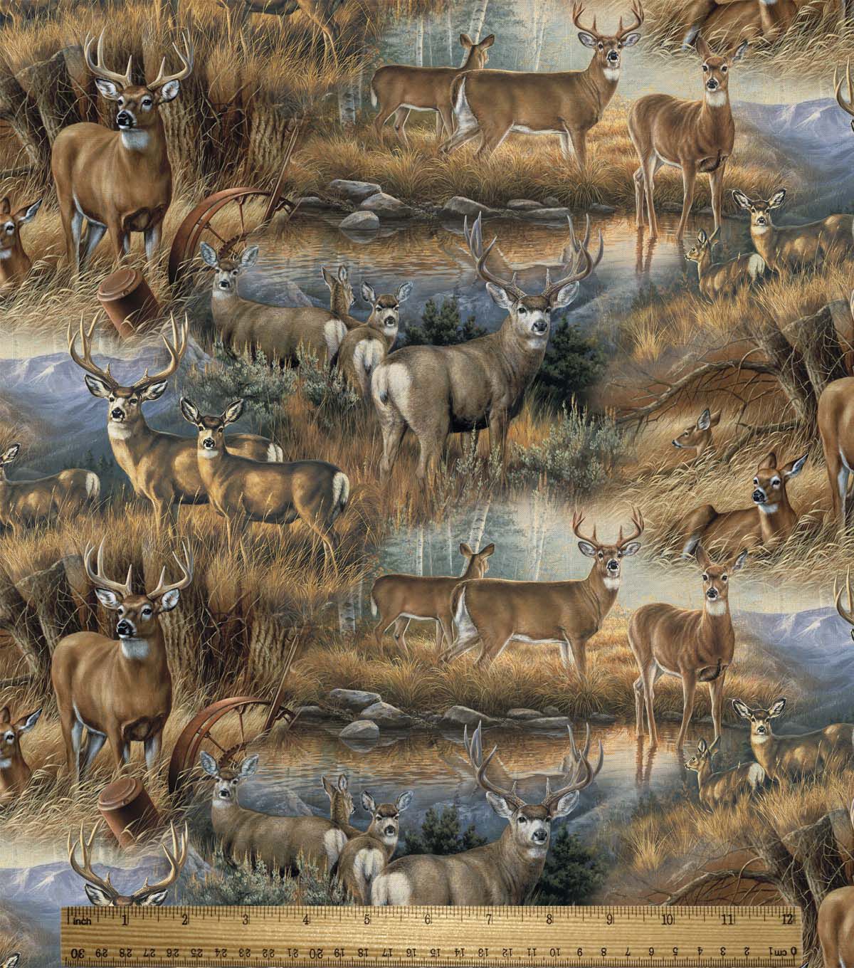 David Textiles Brown Deer Glance Novelty Cotton Fabric