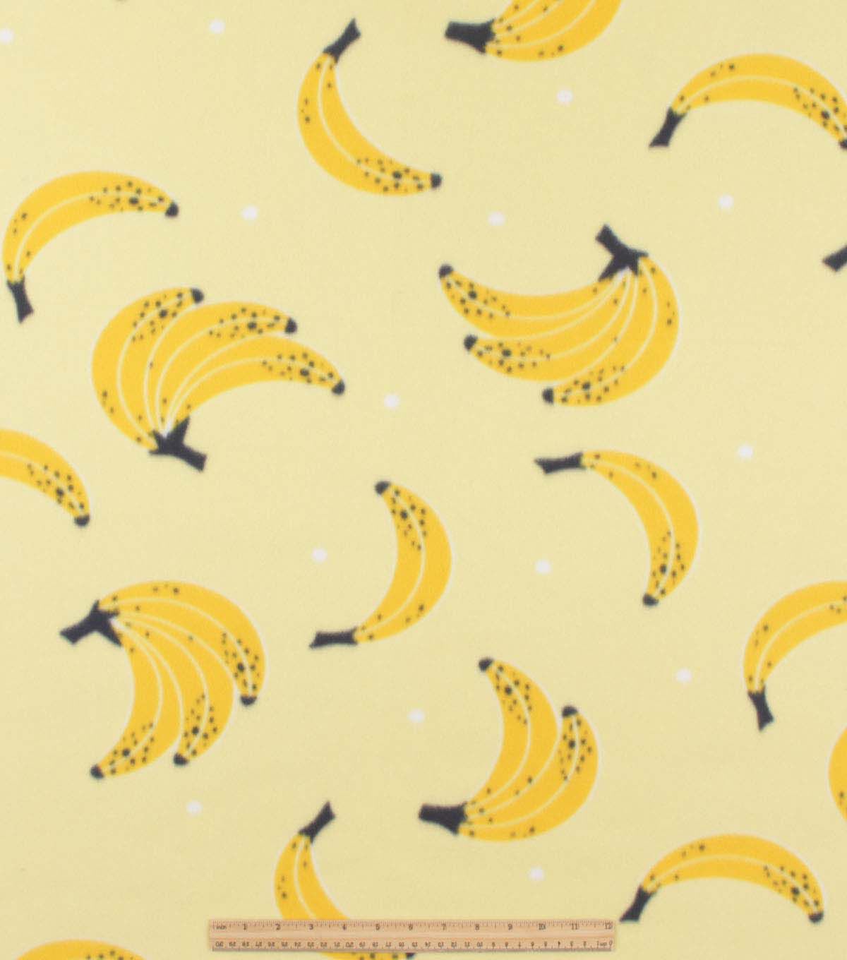 Bananas on Yellow Blizzard Fleece Fabric