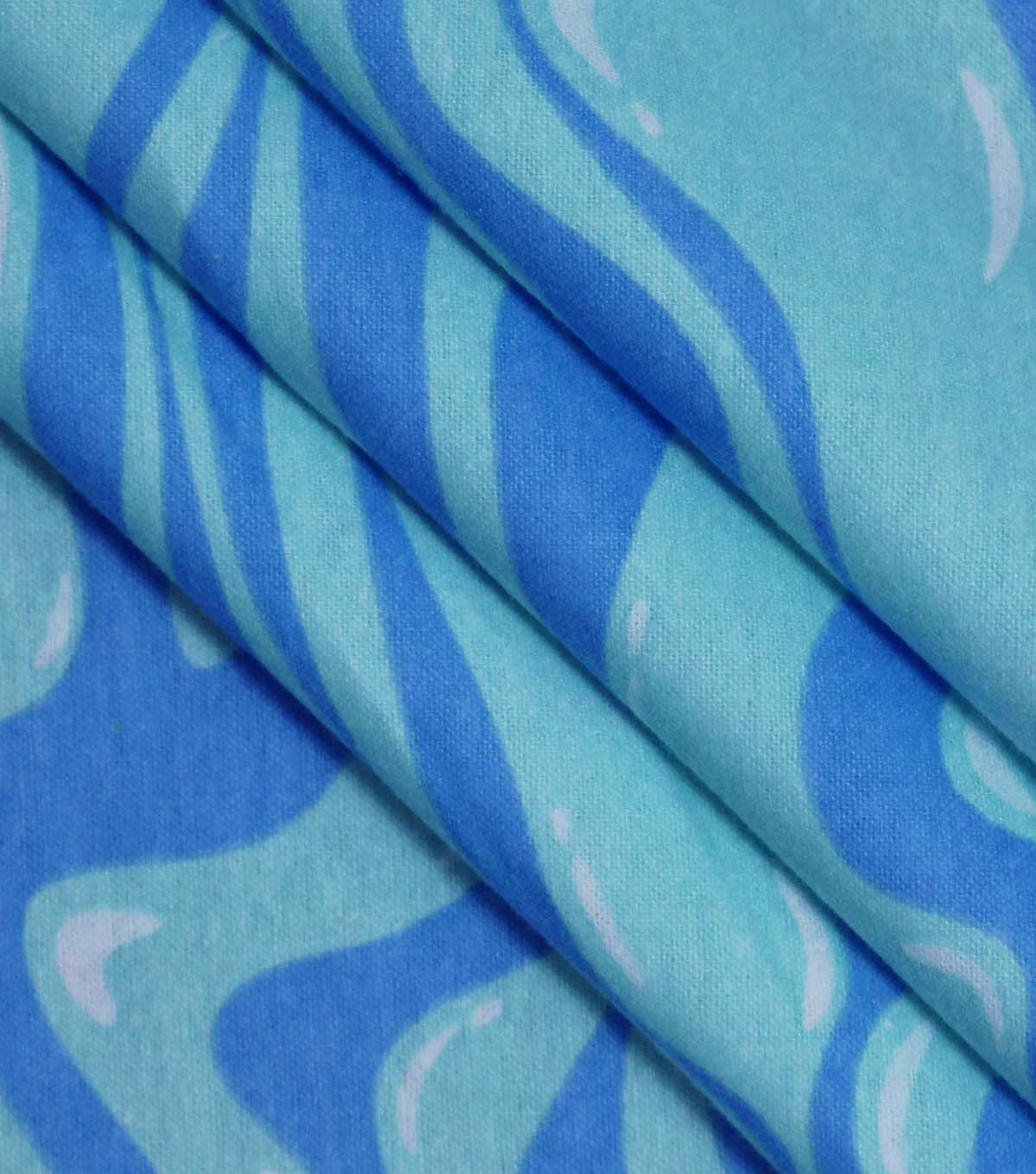 Blue Abstract Waves Super Snuggle Flannel Fabric
