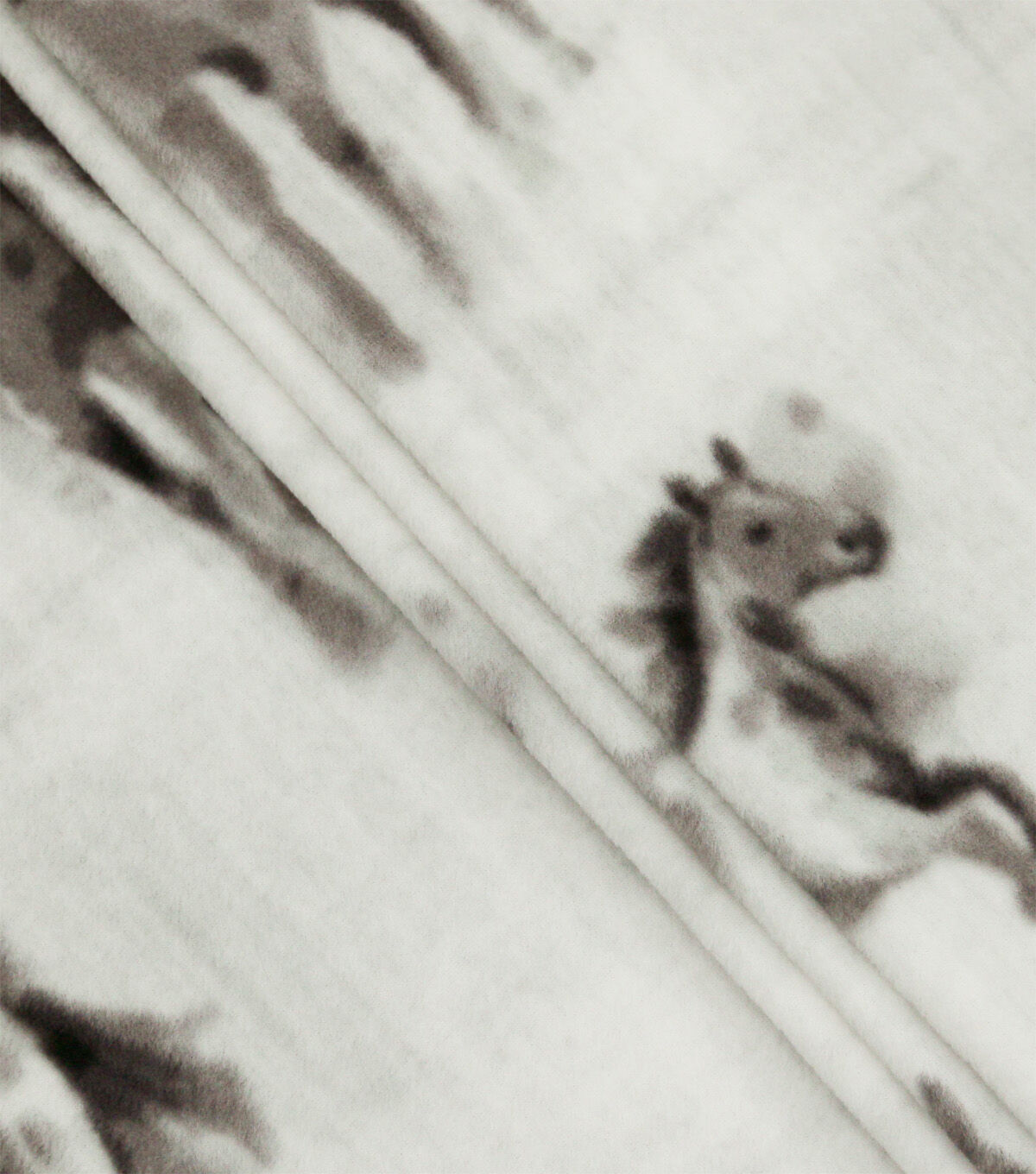 Wild Horses on White Anti Pill Plush Fleece Fabric