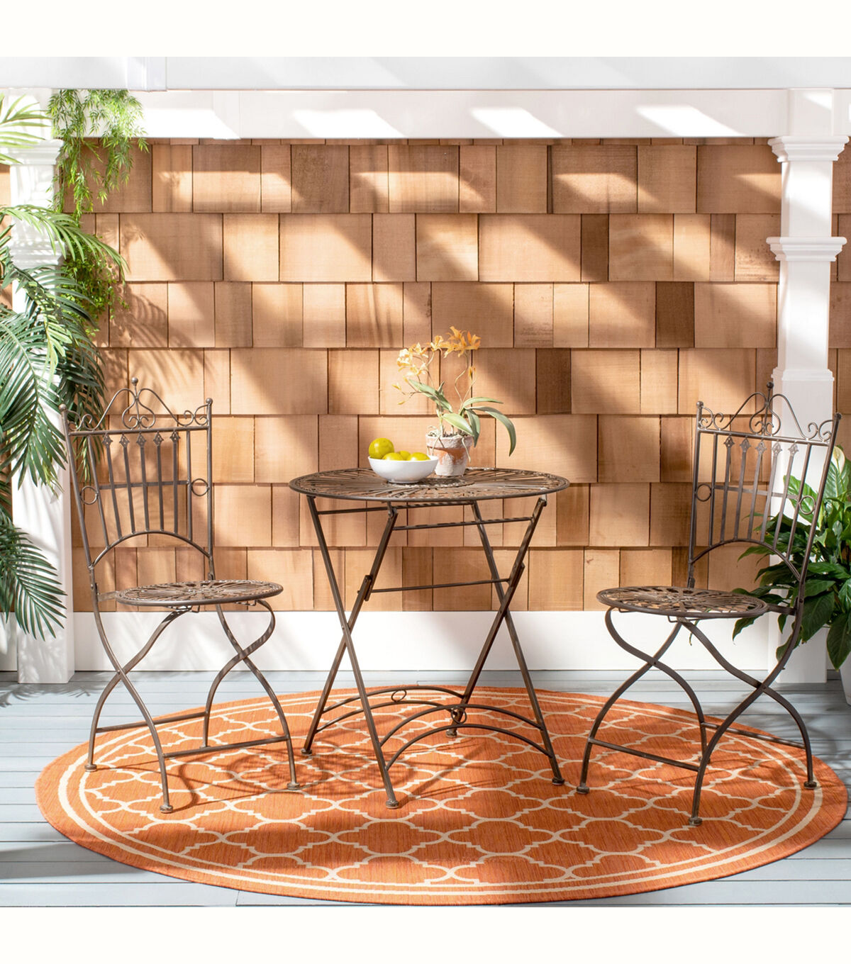 Safavieh 3pc Black Rust Belen Outdoor Table & Chair Bistro Set