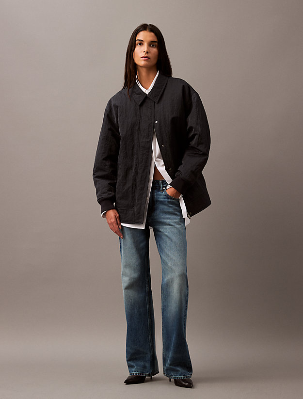 Crushed Nylon Bomber Jacket
