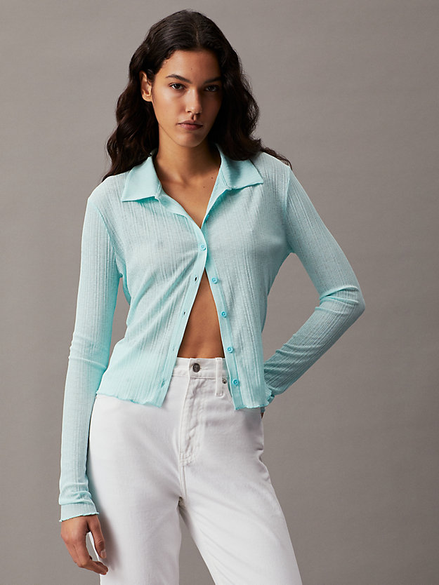 Sheer Ribbed Fitted Shirt