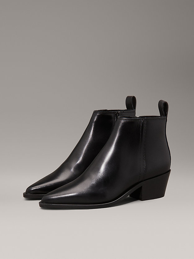 Leather Cowboy Ankle Boots
