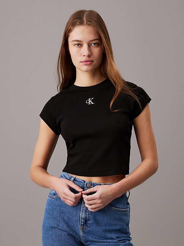 Slim Cropped Ribbed T-shirt