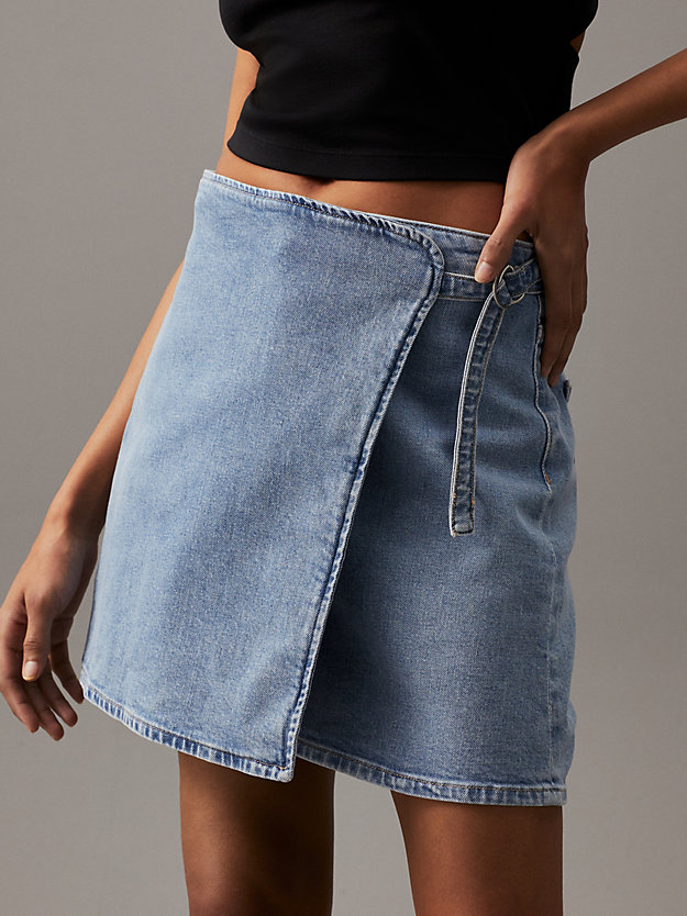 Denim A-line Wrap Skirt