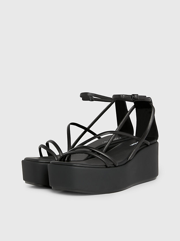 Leather Platform Wedge Sandals