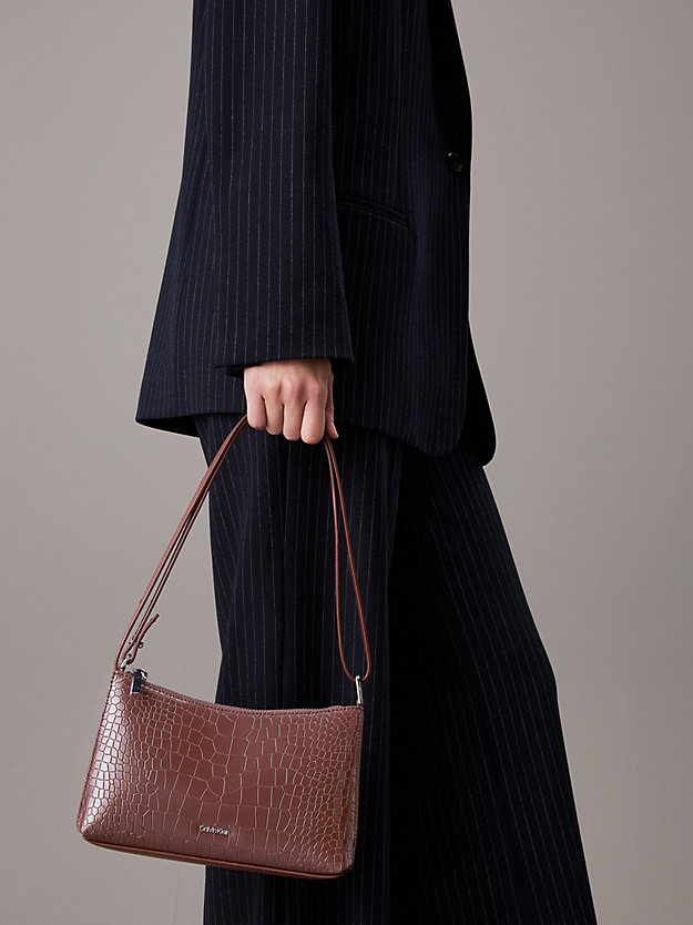 Croc Effect Convertible Crossbody Bag