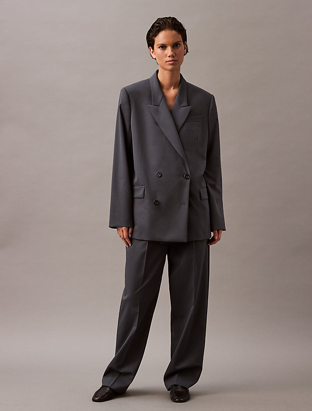 Pleated Wool Gabardine Blend Trouser