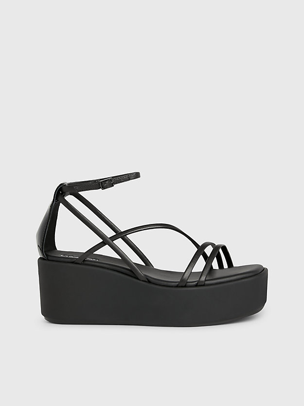 Leather Platform Wedge Sandals