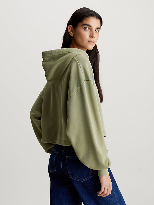 Washed Cotton Cropped Hoodie