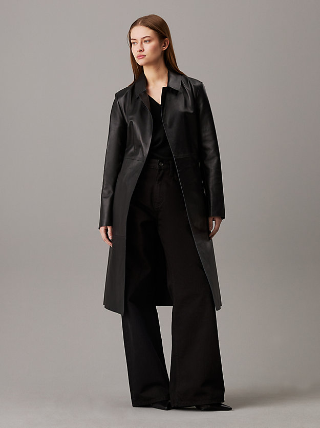Leather Wrap Trench Coat