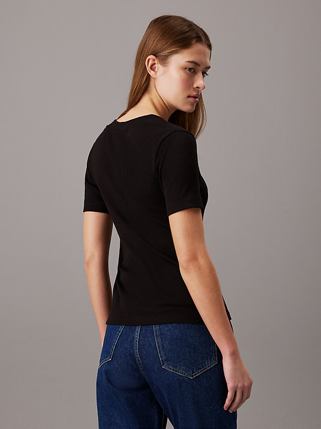 Ribbed Cotton V-neck T-shirt