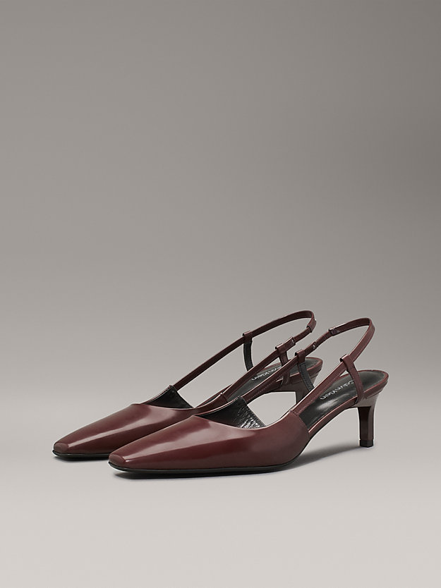 Leather Square Toe Slingback Pumps