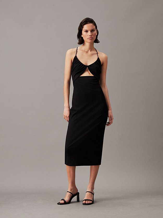Tie Detail Cut Out Midi Dress