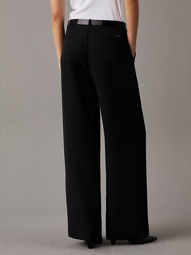 Straight Pleated Crepe Trousers