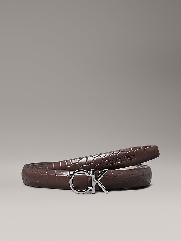 Croc Effect Skinny Belt