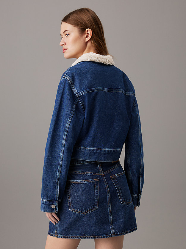Cropped Zip Up Denim Jacket