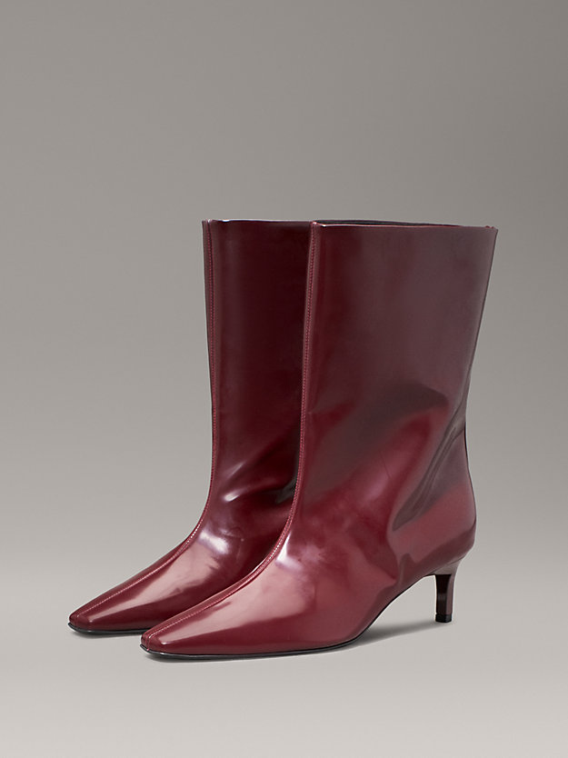 Leather Square Toe Heeled Boots