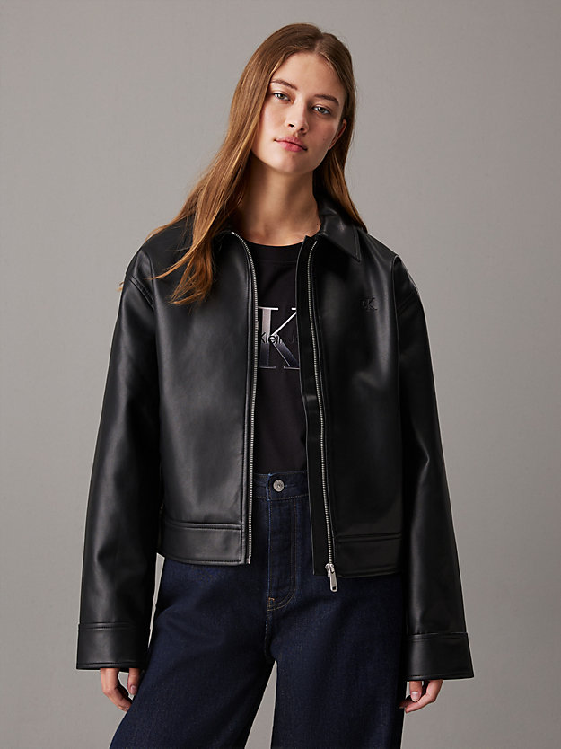 Faux Leather Zip Up Jacket