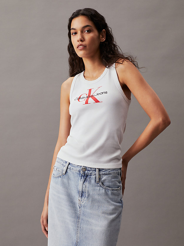 Ribbed Cotton Monogram Tank Top