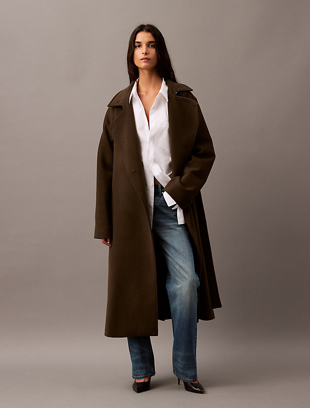 Long Wool Cashmere Blend Trench Coat