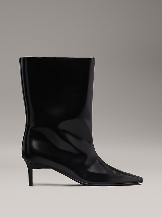 Leather Square Toe Heeled Boots