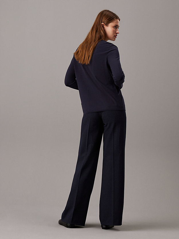 Wide Leg Pinstripe Trousers