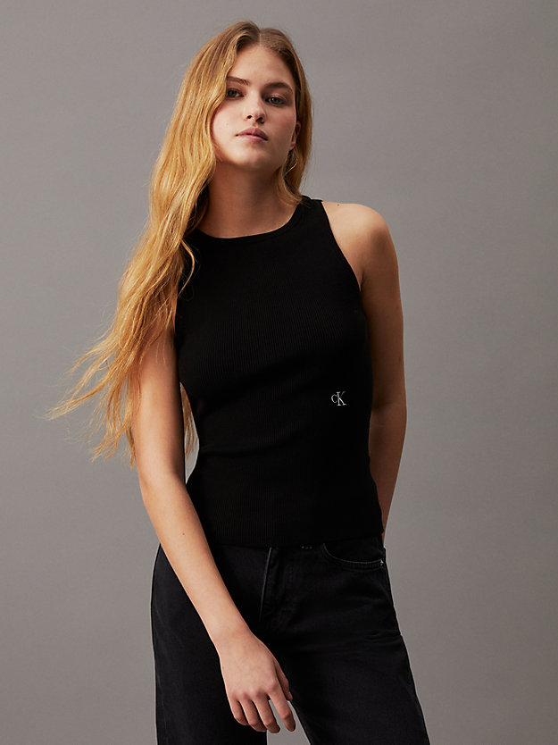 Slim Ribbed Tie Back Top