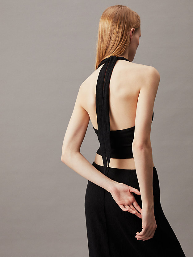 Crinkle Tie Neck Halter Top