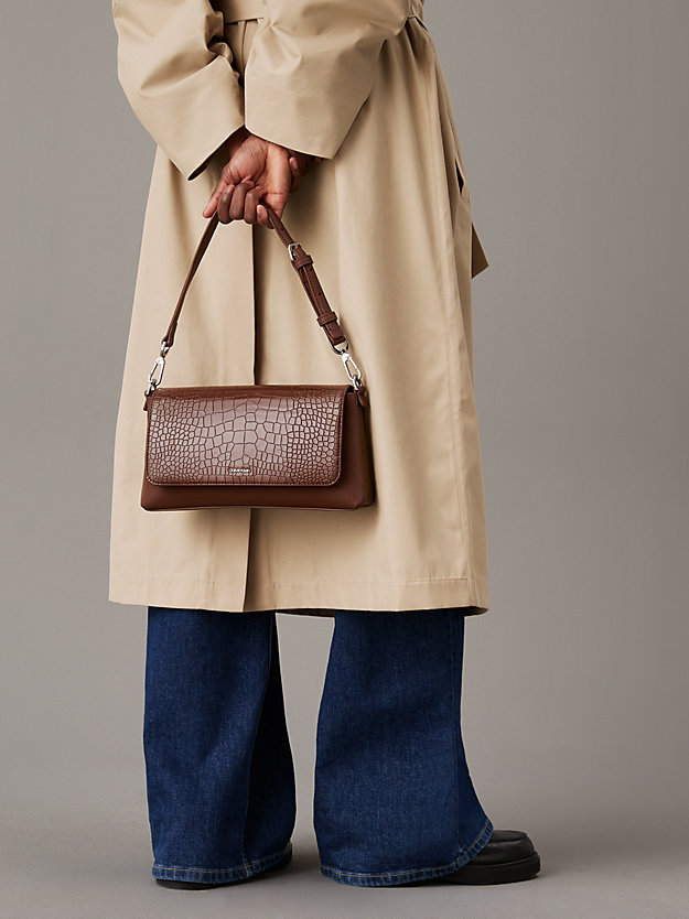 Croc Effect Convertible Shoulder Bag