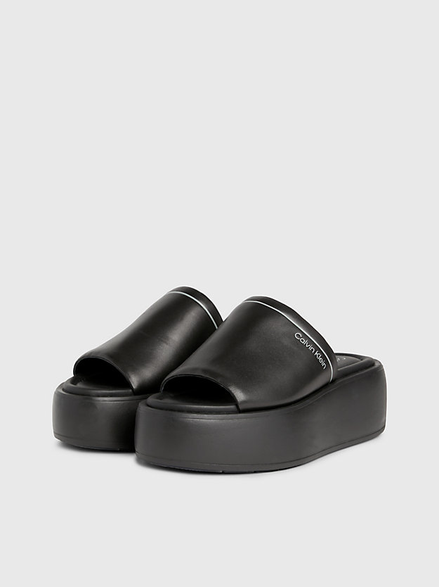 Leather Platform Wedge Sandals