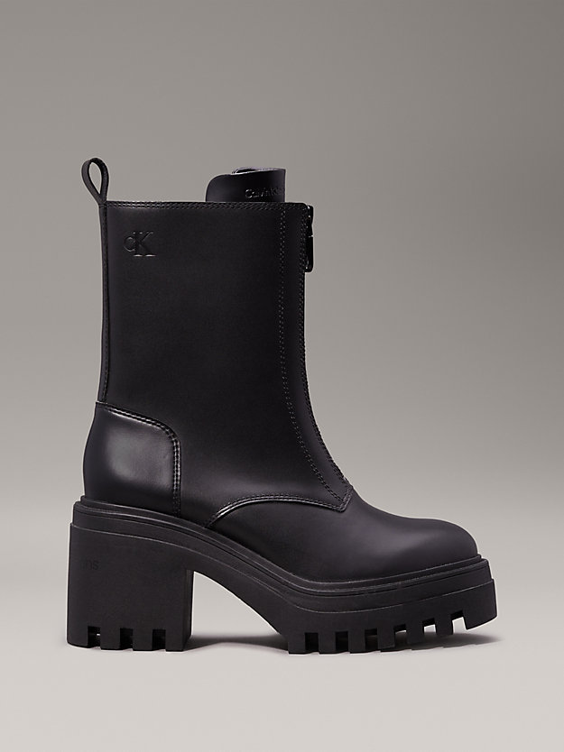 Leather Chunky Heeled Boots