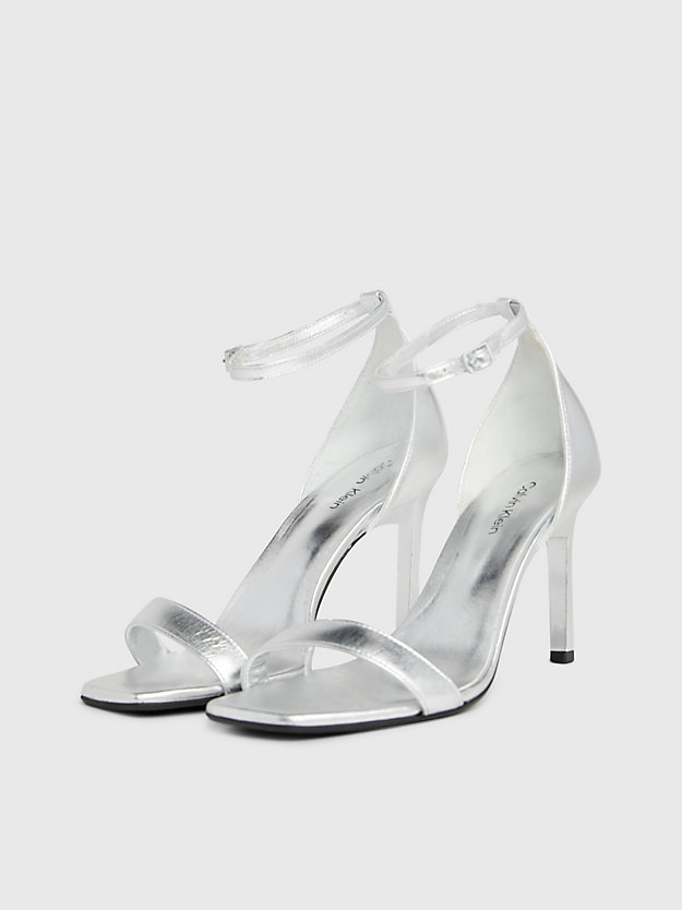 Metallic Leather Stiletto Sandals