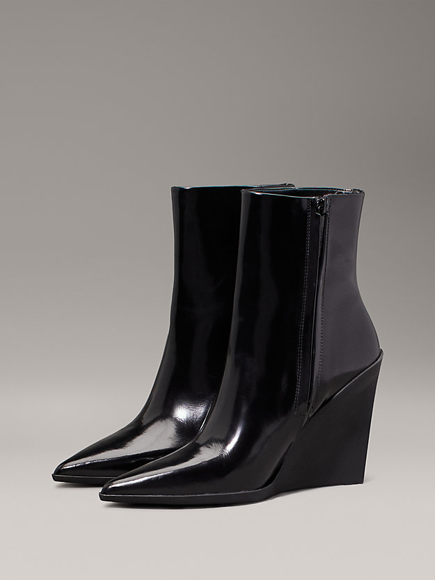 Leather Wedge Ankle Boots