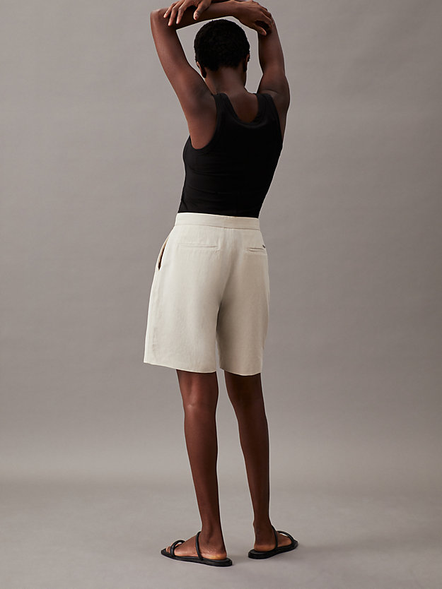 Wide Linen Blend Tailored Shorts