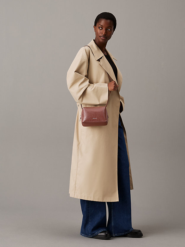 Small Croc Effect Crossbody Bag