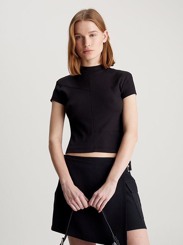 Slim Ribbed Short Sleeve Top