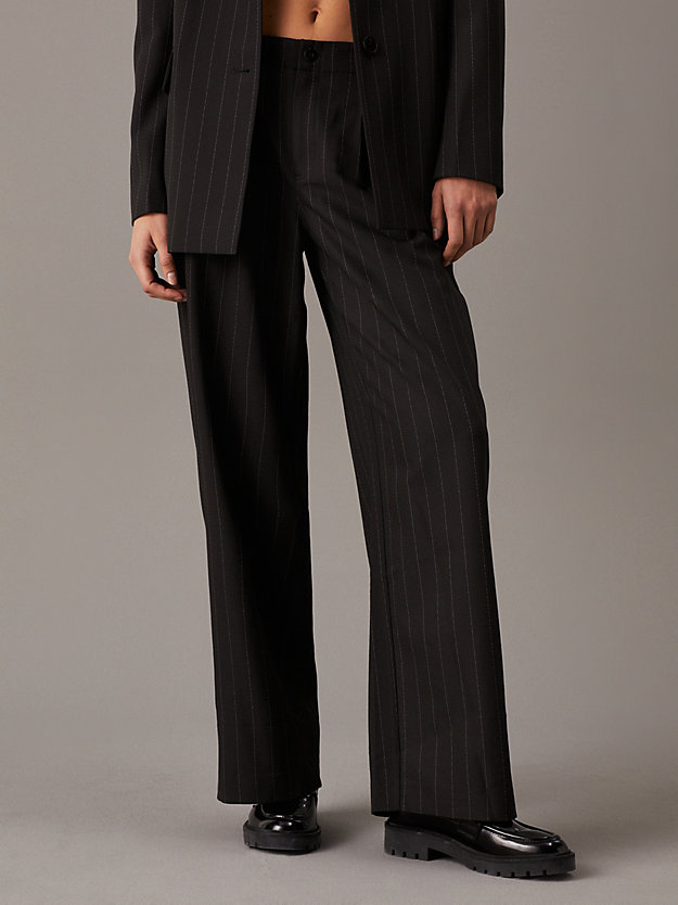Soft Crepe Pinstripe Trousers