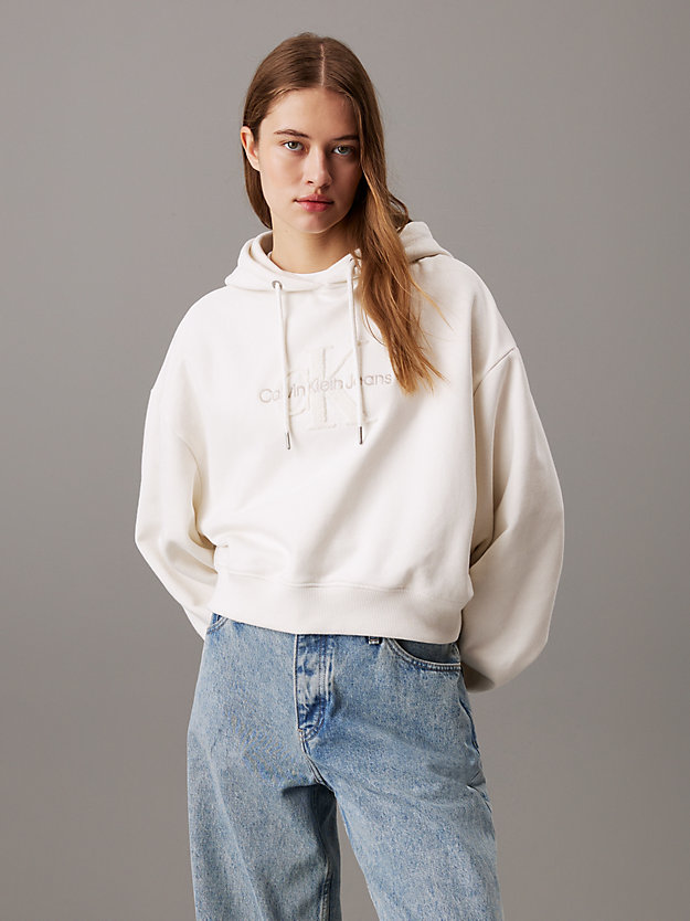 Cropped Chenille Monogram Hoodie